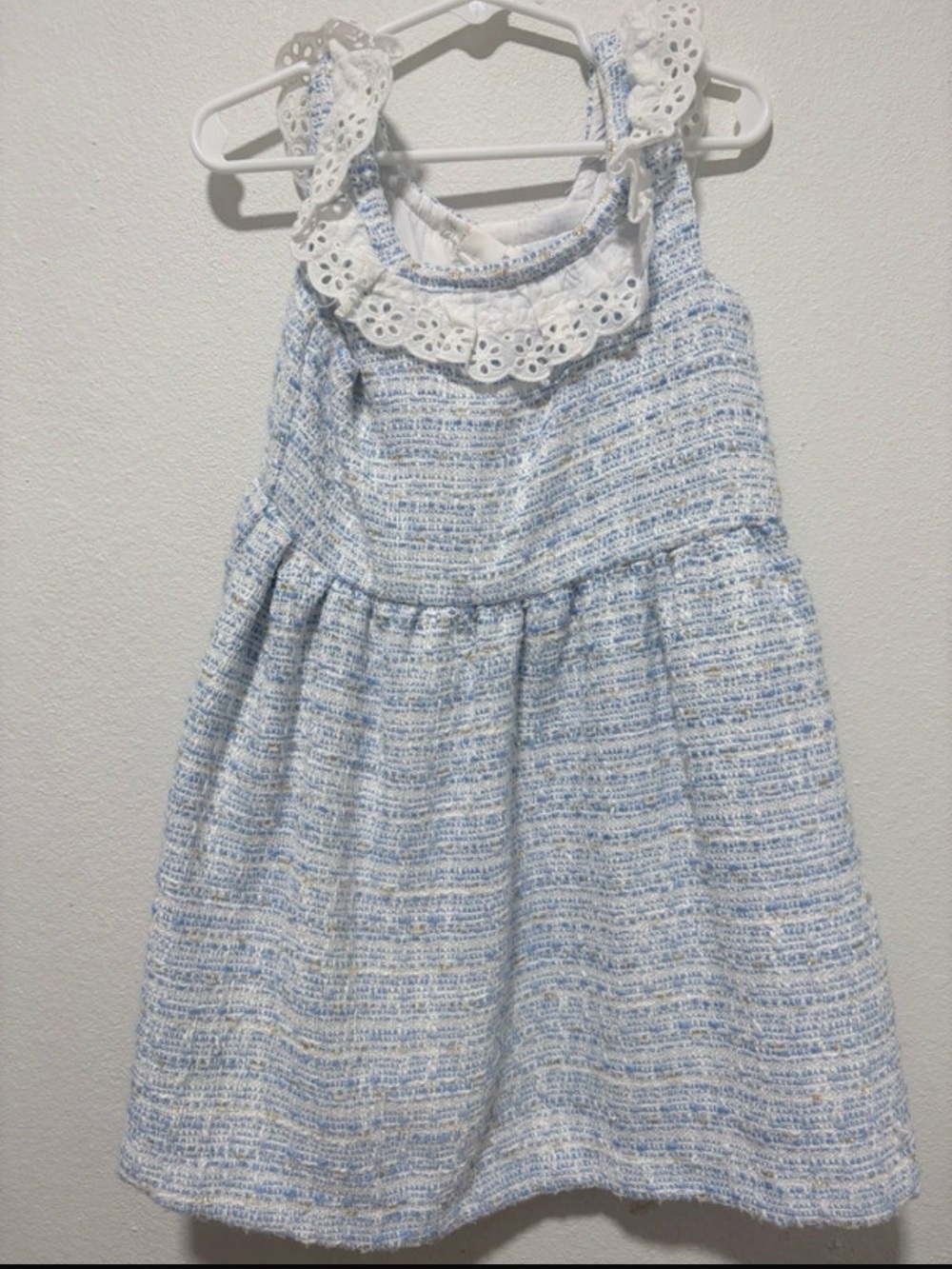 Janie and Jack Eyelet Trim Boucle Dress